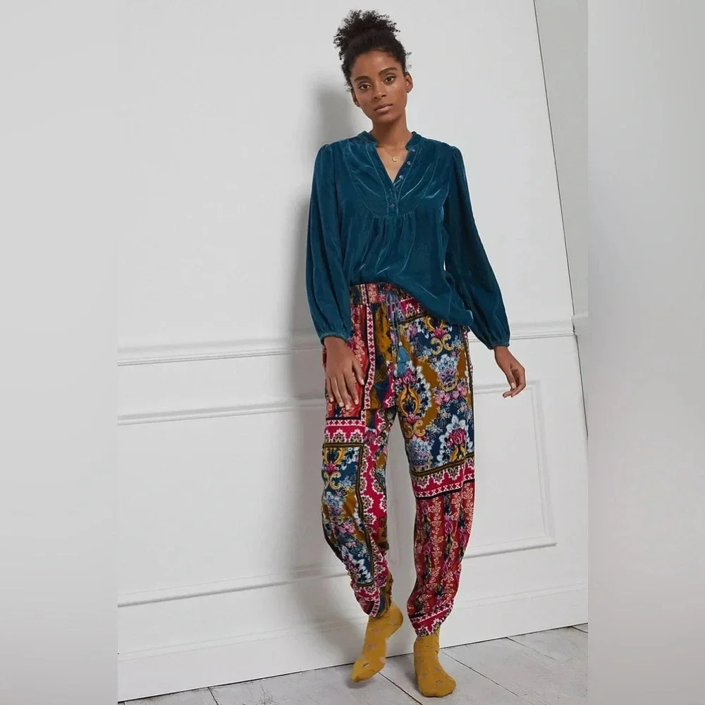 By Anthropologie Zadie velvet sleep pants sz xs